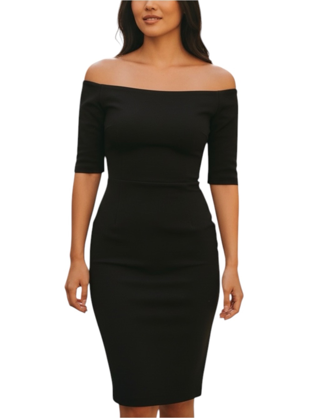 Lulus Just Me Black Off-the-Shoulder Cocktail Party Bodycon Dress - Medium